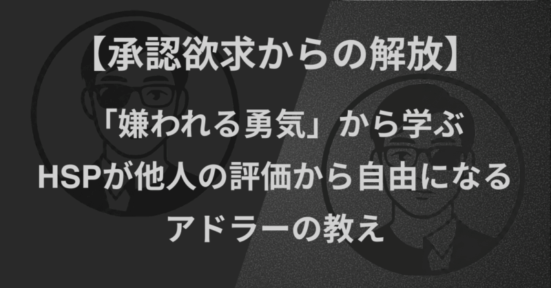 【承認欲求からの解放】「嫌われる勇気」から学ぶ｜HSPが他人の評価から自由になるアドラーの教え