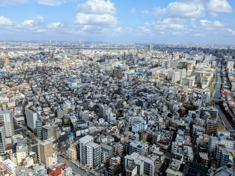 東京ソラマチ31階から見下ろす、東京の街並み