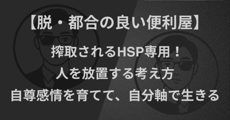 【脱・都合の良い便利屋】搾取されるHSP専用!人を放置する考え方|自尊感情を育てて、自分軸で生きる